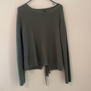 Army green sweater with fun backside